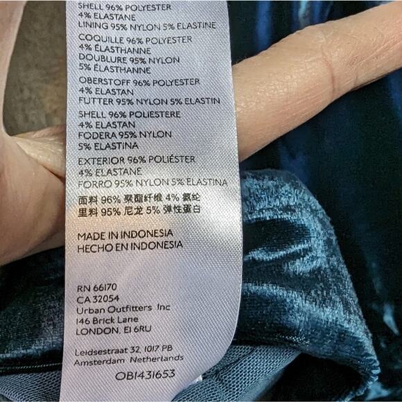 Free People Blue Velvet Whismigoth Dark Fairy Renaissance Ruched Mini Dress SML - Picture 9 of 9